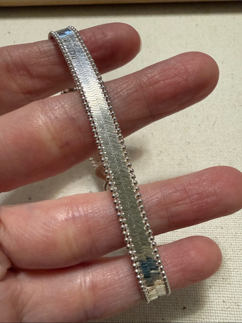 Sterling Silver 925 Herringbone 7.5 inch Bracelet